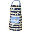 Handstand Kitchen Bluey and Bingo 100% Cotton Blue Stripe Print Patch Pocket Apron Collection(Child Apron and Oven Mitts)