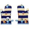 Handstand Kitchen Bluey and Bingo 100% Cotton Blue Stripe Print Patch Pocket Apron Collection(Child Apron and Oven Mitts)