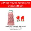 Handstand Kitchen Bluey and Bingo 100% Cotton Hoilday Stripe Print Child’s Apron and Oven Mitt Pair Set