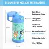 THERMOS FUNTAINER Water Bottle with Straw – 12 Ounce – Kids Stainless Steel Vacuum Insulated Water Bottle with Lid, Bluey(Bluey)
