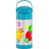 THERMOS FUNTAINER Water Bottle with Straw – 12 Ounce – Kids Stainless Steel Vacuum Insulated Water Bottle with Lid, Bluey(Cocomelon)