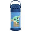 THERMOS FUNTAINER Water Bottle with Straw – 12 Ounce – Kids Stainless Steel Vacuum Insulated Water Bottle with Lid, Bluey(Mandalorian The Child)