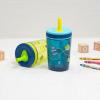 Zak Designs 15oz Bluey Kelso Tumbler Set, Leak-Proof Screw-On Lid with Straw Made of Durable Plastic and Silicone, Perfect Bundle for Kids, 2 Count (Pack of 1)(St. Jude (Space and Smiles))