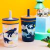 Zak Designs 15oz Bluey Kelso Tumbler Set, Leak-Proof Screw-On Lid with Straw Made of Durable Plastic and Silicone, Perfect Bundle for Kids, 2 Count (Pack of 1)(DinoRoar & Zaksaurus)