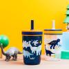 Zak Designs 15oz Bluey Kelso Tumbler Set, Leak-Proof Screw-On Lid with Straw Made of Durable Plastic and Silicone, Perfect Bundle for Kids, 2 Count (Pack of 1)(DinoRoar & Zaksaurus)