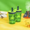 Zak Designs 15oz Bluey Kelso Tumbler Set, Leak-Proof Screw-On Lid with Straw Made of Durable Plastic and Silicone, Perfect Bundle for Kids, 2 Count (Pack of 1)(Dino Camo)