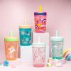 Zak Designs 15oz Bluey Kelso Tumbler Set, Leak-Proof Screw-On Lid with Straw Made of Durable Plastic and Silicone, Perfect Bundle for Kids, 2 Count (Pack of 1)(Fanciful Unicorn & Happy Skies)
