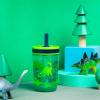 Zak Designs 15oz Bluey Kelso Tumbler Set, Leak-Proof Screw-On Lid with Straw Made of Durable Plastic and Silicone, Perfect Bundle for Kids, 2 Count (Pack of 1)(Dino Camo)