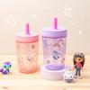Zak Designs 15oz Bluey Kelso Tumbler Set, Leak-Proof Screw-On Lid with Straw Made of Durable Plastic and Silicone, Perfect Bundle for Kids, 2 Count (Pack of 1)(Gabby’s Dollhouse Cakey Cat)