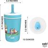 Zak Designs Bluey Kelso Toddler Cups For Travel or At Home, 12oz Vacuum Insulated Stainless Steel Sippy Cup With Leak-Proof Design is Perfect For Kids (Bluey, Bingo, Grandad Mort)(Bluey)
