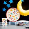 Zak Designs Bluey Kids Dinnerware Set 3 Pieces, Durable and Sustainable Melamine Bamboo Plate, Bowl, and Tumbler are Perfect For Dinner Time With Family (Bluey, Bingo, Bandit, Chilli)(Spaceships)