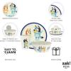 Zak Designs Bluey Kids Dinnerware Set 3 Pieces, Durable and Sustainable Melamine Bamboo Plate, Bowl, and Tumbler are Perfect For Dinner Time With Family (Bluey, Bingo, Bandit, Chilli)(Bluey)