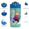 Zak Designs Bluey Sage Kids Water Bottle For School or Travel, 16oz Durable Plastic Water Bottle With Straw, Handle, and Leak-Proof, Pop-Up Spout Cover (Bluey & Bingo)(Elsa & Anna)