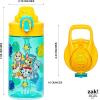 Zak Designs Bluey Sage Kids Water Bottle For School or Travel, 16oz Durable Plastic Water Bottle With Straw, Handle, and Leak-Proof, Pop-Up Spout Cover (Bluey & Bingo)(PAW Patrol (Chase  Marshall  Skye  Rubble  Everest))
