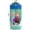 Zak Designs Bluey Sage Kids Water Bottle For School or Travel, 16oz Durable Plastic Water Bottle With Straw, Handle, and Leak-Proof, Pop-Up Spout Cover (Bluey & Bingo)(Elsa & Anna)