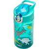 Zak Designs Bluey Sage Kids Water Bottle For School or Travel, 16oz Durable Plastic Water Bottle With Straw, Handle, and Leak-Proof, Pop-Up Spout Cover (Bluey & Bingo)(Dinosaur)