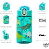Zak Designs Bluey Sage Kids Water Bottle For School or Travel, 16oz Durable Plastic Water Bottle With Straw, Handle, and Leak-Proof, Pop-Up Spout Cover (Bluey & Bingo)(Dinosaur)