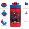 Zak Designs Bluey Sage Kids Water Bottle For School or Travel, 16oz Durable Plastic Water Bottle With Straw, Handle, and Leak-Proof, Pop-Up Spout Cover (Bluey & Bingo)(Spiderman)