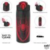 Zak Designs Bluey Sage Kids Water Bottle For School or Travel, 16oz Durable Plastic Water Bottle With Straw, Handle, and Leak-Proof, Pop-Up Spout Cover (Bluey & Bingo)(Marvel Spider-Man)