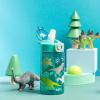 Zak Designs Bluey Sage Kids Water Bottle For School or Travel, 16oz Durable Plastic Water Bottle With Straw, Handle, and Leak-Proof, Pop-Up Spout Cover (Bluey & Bingo)(Dinosaur)