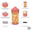 Zak Designs Fruit Kid Water Bottle 2-Pack Set for Travel or At Home, 16oz Plastic is Durable and Leak-Proof with Silicone Spout, Cover, Carry Handle, Protective Base (Happy Skies, Happy Fruit)