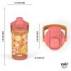 Zak Designs Fruit Kid Water Bottle 2-Pack Set for Travel or At Home, 16oz Plastic is Durable and Leak-Proof with Silicone Spout, Cover, Carry Handle, Protective Base (Happy Skies, Happy Fruit)