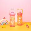 Zak Designs Fruit Kid Water Bottle 2-Pack Set for Travel or At Home, 16oz Plastic is Durable and Leak-Proof with Silicone Spout, Cover, Carry Handle, Protective Base (Happy Skies, Happy Fruit)