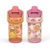 Zak Designs Fruit Kid Water Bottle 2-Pack Set for Travel or At Home, 16oz Plastic is Durable and Leak-Proof with Silicone Spout, Cover, Carry Handle, Protective Base (Happy Skies, Happy Fruit)
