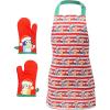 Handstand Kitchen Bluey and Bingo 100% Cotton Hoilday Stripe Print Child’s Apron and Oven Mitt Pair Set