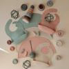 mushie x Bluey Silicone Baby Bib | Adjustable Fit Waterproof Bibs (Bluey Ivory)(Cambridge Blue Confetti)