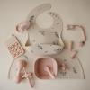 mushie x Bluey Silicone Baby Bib | Adjustable Fit Waterproof Bibs (Bluey Ivory)(Lilac Flowers)