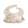 mushie x Bluey Silicone Baby Bib | Adjustable Fit Waterproof Bibs (Bluey Ivory)(Pink Flowers)