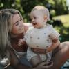 mushie x Bluey Silicone Baby Bib | Adjustable Fit Waterproof Bibs (Bluey Ivory)(Rainbows)