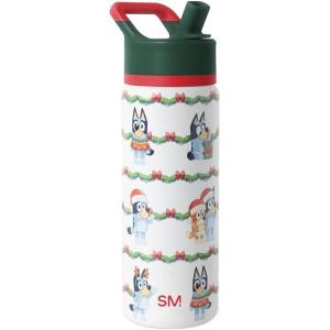 Simple Modern Kids Summit | Christmas Water Bottle with Straw Lid | Bluey 18oz Stainless Steel Cup Insulated Tumbler for Toddlers, School | Holiday Gifts for Girls Boys | Bluey Holly Jolly(Bluey Holly Jolly)