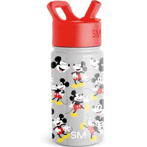 Simple Modern Kids Summit Water Bottle with Straw Lid |Bluey 18oz Stainless Steel Cup Insulated Tumbler for Girls, Boys, School | Bluey Sky(Disney-Mickey Mouse Gray)