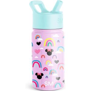 Simple Modern Kids Summit Water Bottle with Straw Lid |Bluey 18oz Stainless Steel Cup Insulated Tumbler for Girls, Boys, School | Bluey Sky(Disney-Minnie Mouse Purple Rainbows)