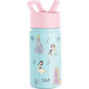 Simple Modern Kids Summit Water Bottle with Straw Lid |Bluey 18oz Stainless Steel Cup Insulated Tumbler for Girls, Boys, School | Bluey Sky(Disney-Princesses Royal Beauty)