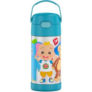 THERMOS FUNTAINER Water Bottle with Straw – 12 Ounce – Kids Stainless Steel Vacuum Insulated Water Bottle with Lid, Bluey(Cocomelon)