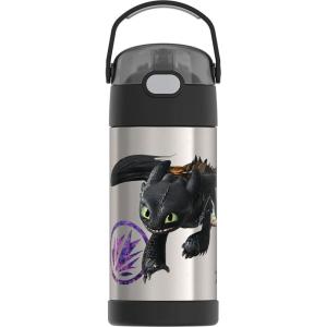 THERMOS FUNTAINER Water Bottle with Straw – 12 Ounce – Kids Stainless Steel Vacuum Insulated Water Bottle with Lid, Bluey(How To Train Your Dragon)