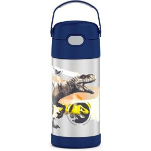 THERMOS FUNTAINER Water Bottle with Straw – 12 Ounce – Kids Stainless Steel Vacuum Insulated Water Bottle with Lid, Bluey(Jurassic World)