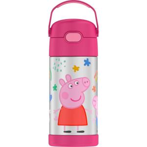 THERMOS FUNTAINER Water Bottle with Straw – 12 Ounce – Kids Stainless Steel Vacuum Insulated Water Bottle with Lid, Bluey(Peppa Pig)
