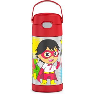 THERMOS FUNTAINER Water Bottle with Straw – 12 Ounce – Kids Stainless Steel Vacuum Insulated Water Bottle with Lid, Bluey(Ryan’s World)