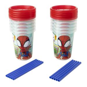 The First Years Bluey Take & Toss Toddler Straw Cups – Spill Proof Toddler Sippy Cups with Snap On Lids and Straws – Bluey Gifts and Bluey Party Supplies – 10 Oz – 10 Count(Spidey and His Amazing Friends)