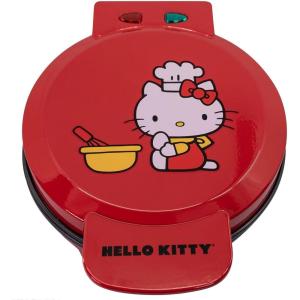 Uncanny Brands Bluey Waffle Maker – Non-Stick Round Waffle Iron – Easy to Use and Clean(Hello Kitty Red)