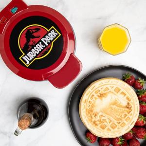 Uncanny Brands Bluey Waffle Maker – Non-Stick Round Waffle Iron – Easy to Use and Clean(Jurassic Park)