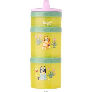 Whiskware Bluey Stackable Snack Containers for Kids and Toddlers, 3 Stackable Snack Cups for School and Travel, Bluey and Bingo, Hooray(Pack of 1)(Purple/Green/Yellow)