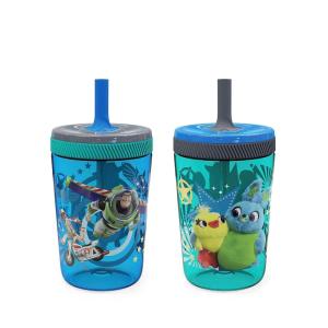 Zak Designs 15oz Bluey Kelso Tumbler Set, Leak-Proof Screw-On Lid with Straw Made of Durable Plastic and Silicone, Perfect Bundle for Kids, 2 Count (Pack of 1)(Toy Story 4 – Woody & Buzz)