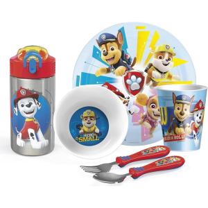 Zak Designs Bluey Kids Dinnerware Gift Set Includes Plate, Bowl, Tumbler, Water Bottle, and Utensil Tableware, Made of Durable Material and Perfect for Kids (6 Piece Gift Set, BPA-Free)(PAW Patrol – 6pcs)