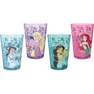 Zak Designs Bluey Nesting Tumbler Set Includes Durable Plastic Cups with Variety Artwork, Fun Drinkware is Perfect for Kids (14.5 oz, 4-Pack, Non-BPA)(Belle & Jasmine & Ariel)