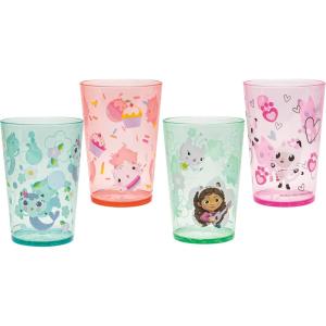 Zak Designs Bluey Nesting Tumbler Set Includes Durable Plastic Cups with Variety Artwork, Fun Drinkware is Perfect for Kids (14.5 oz, 4-Pack, Non-BPA)(Gabbys Dollhouse)
